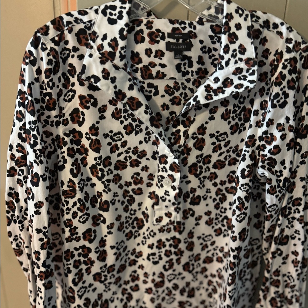 Talbots Animal Print Blouse with Black and Brown